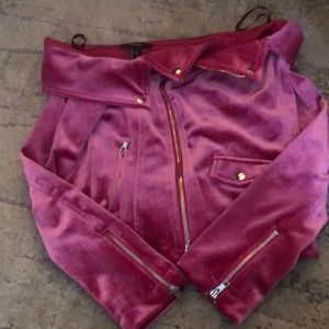 Pink Velvet Crop Jacket size Large